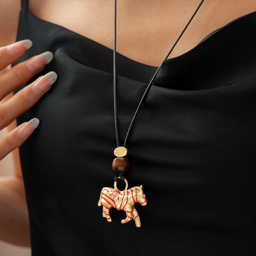 Cartoon Choker New Year Horse Necklace Ethnic Style Sweater Chain  Chinese Spring Festival