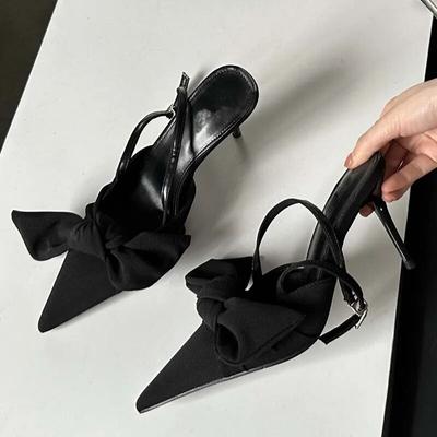 Летние пикантные туфли-лодочки с острым носком, сандалии, элегантные женские туфли-лодочки с босоножками и пряжкой на тонком каблуке, женские туфли без каблуков для свадебной вечеринки