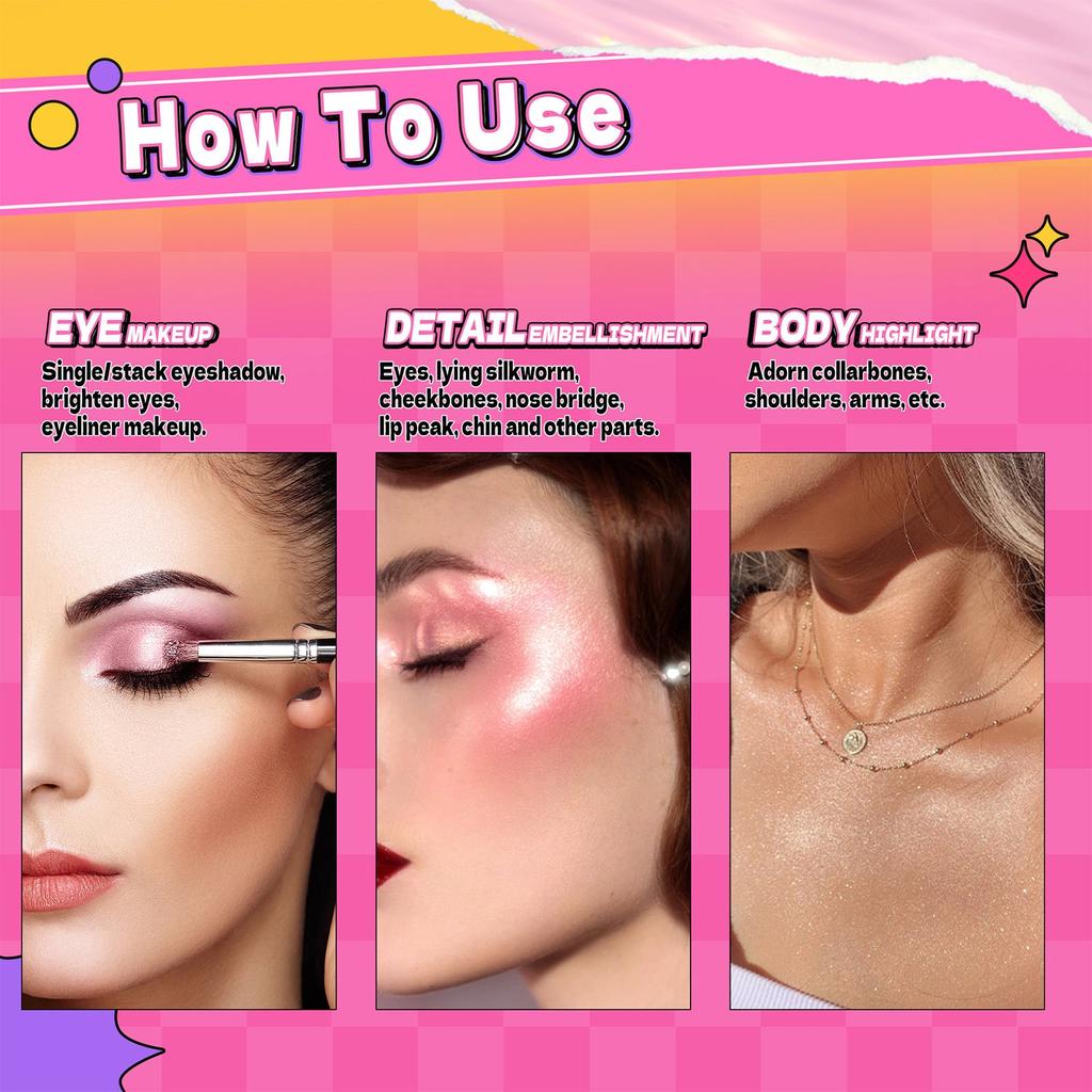 Флуоресцентные тени для век для лица, тени для век Planet Eyeshadow Glitter Highlight Eye Makeup, шелковистые кремовые тени для век