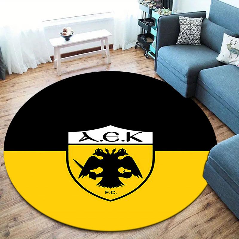 AEK Athens F.C Round Area Rug,Carpet Rug for Living Room Bedroom Sofa Playroom Decor,Non-slip Floor Mat