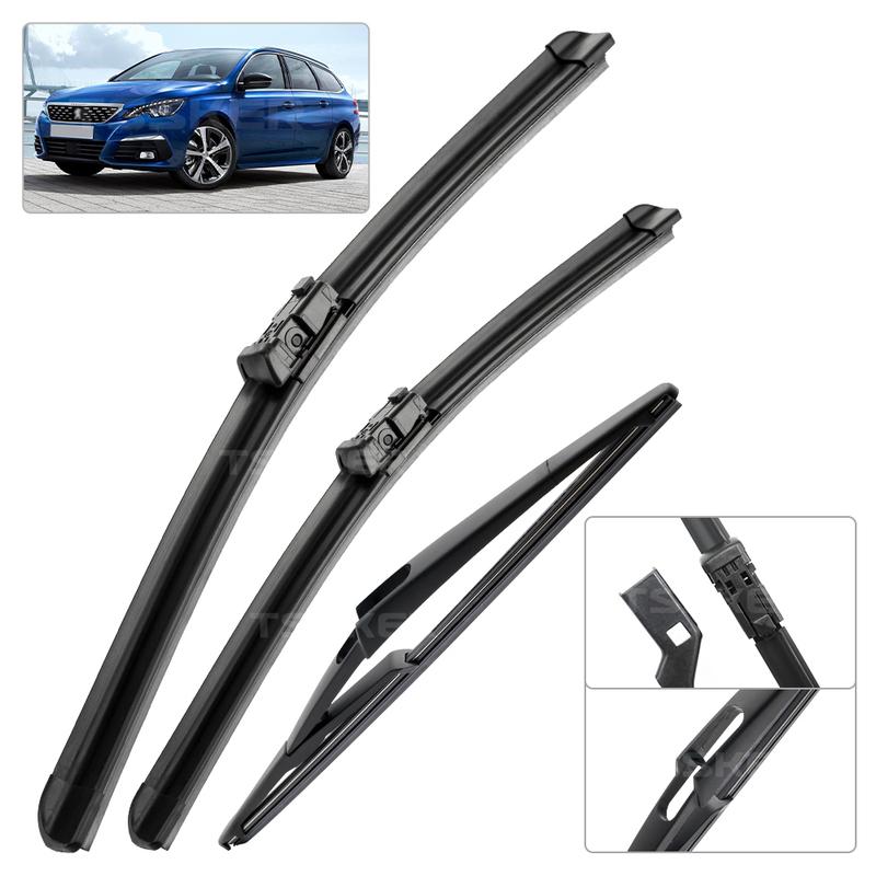 For Peugeot 308SW T9 308 Estate 2014- 2015 Wiper Front & Rear Wiper Blades Windshield Windscreen Window Brushes 24"+18"+12"