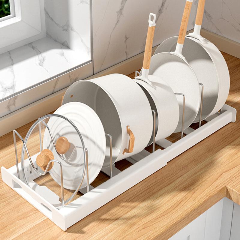 Масштабируемый держатель для кастрюль Регулируемая полка для хранения крышек для кастрюль Шкаф Органайзер для кухонных принадлежностей Крышка для кастрюль Держатель для разделочных досок Полка для кастрюль