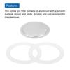 Uxcell Aluminum Coffee Pot Accessory for Stainless Steel Espresso Maker, Includes 1 Filter and 2 Silicone Gasket Seals, 64x53x3.4mm, 6-Cup Moka