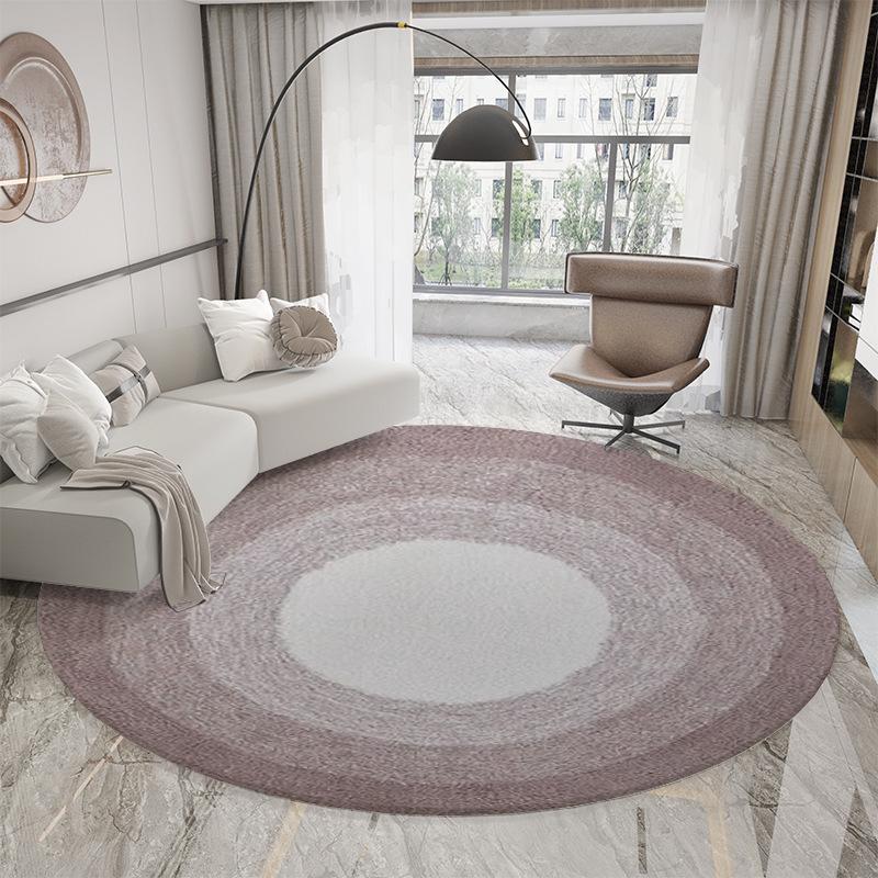 Blue Moroccan Tile Patchwork Round Rug, Non Slip Washable Circle Mat for Boho Entryway Living Room Decor