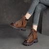 Johnature Retro Genuine Leather Women's Shoes Round Toe Thick Sole Versatile Short Boots