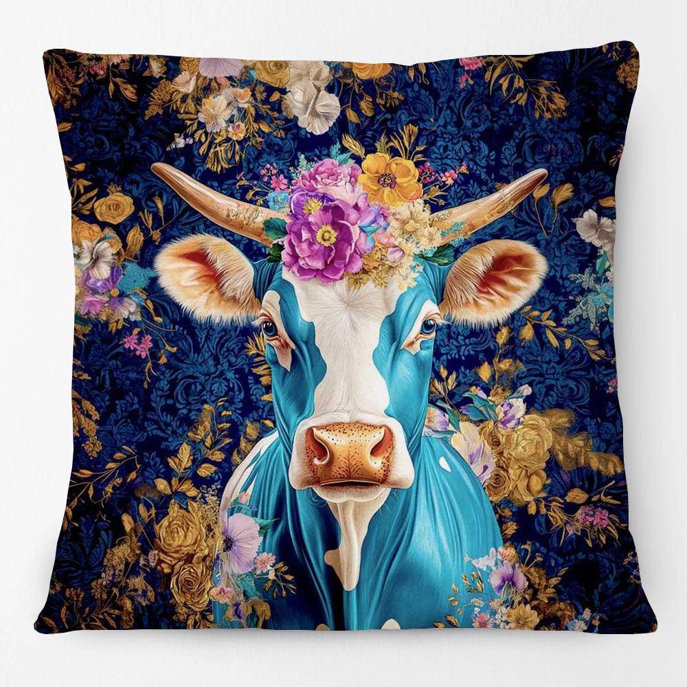 European Poodle Dog Labrador with Wreath Animals Painting Cushion Covers Pillowcase For Sofa
