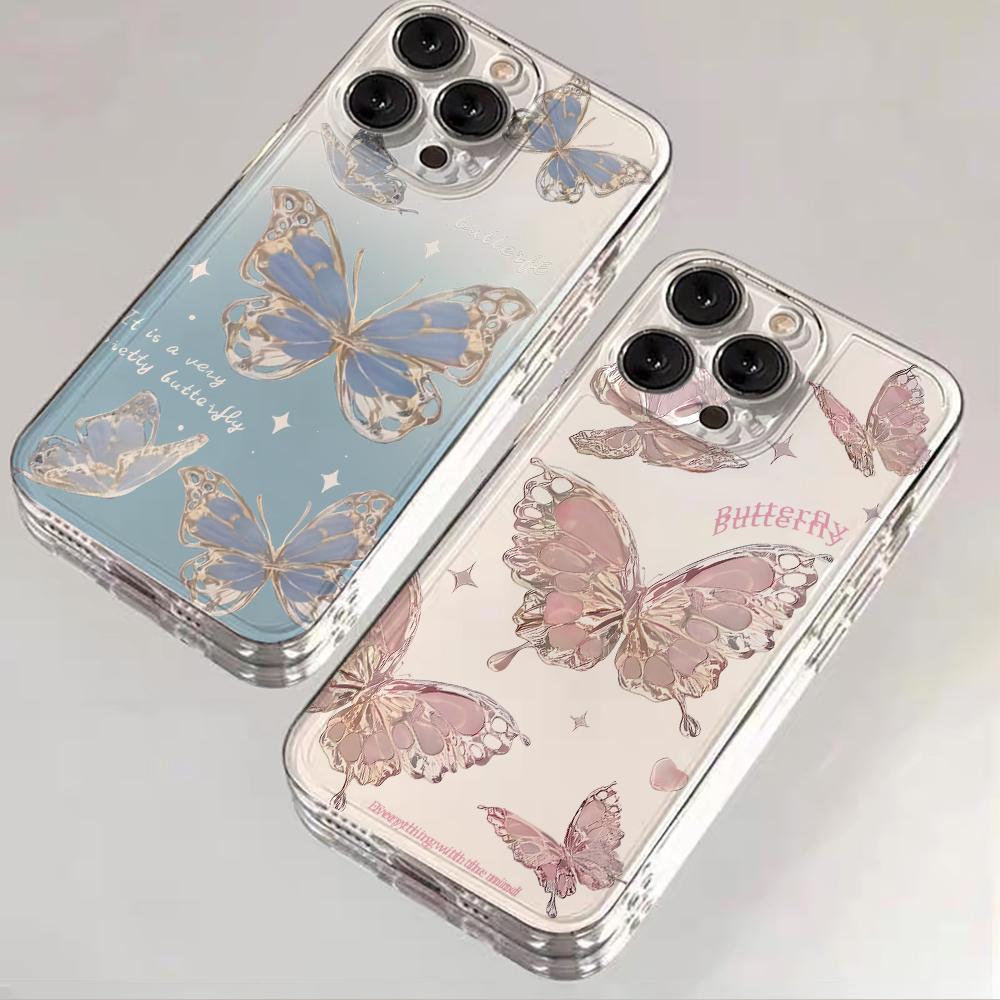Чехол-бабочка с градиентом для iPhone 11 17 16 14 15 13 12 Pro Max Для iPhone XS XR X Air 16E 16 15 14 Plus Силиконовая крышка
