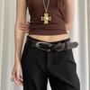 Pu Leather Women's Belt Y2k Dress Jeans Belt Fashionable Cross Waist Belt  Waist Accessories