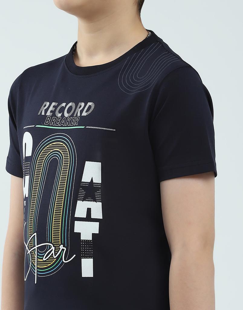 Monte Carlo Boys Printed Round Neck T-Shirt Navy Blue 5-6 YR