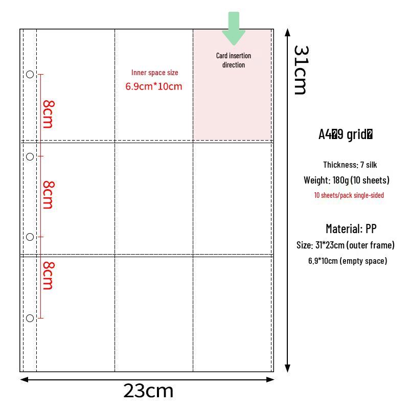 Страницы для 3-дюймовой папки: Прозрачные PP страницы для фотоальбома и хранения карточек с 4 и 9 карманами