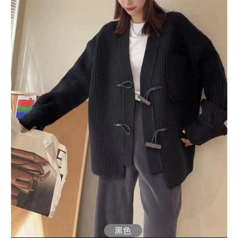 Осенне-зимний женский свитер «Ленивый ветер» с деревянными пуговицами Тяжелый вязаный кардиган ручной работы большого размера Женский свободный свитер с кисточками Женская куртка Tide