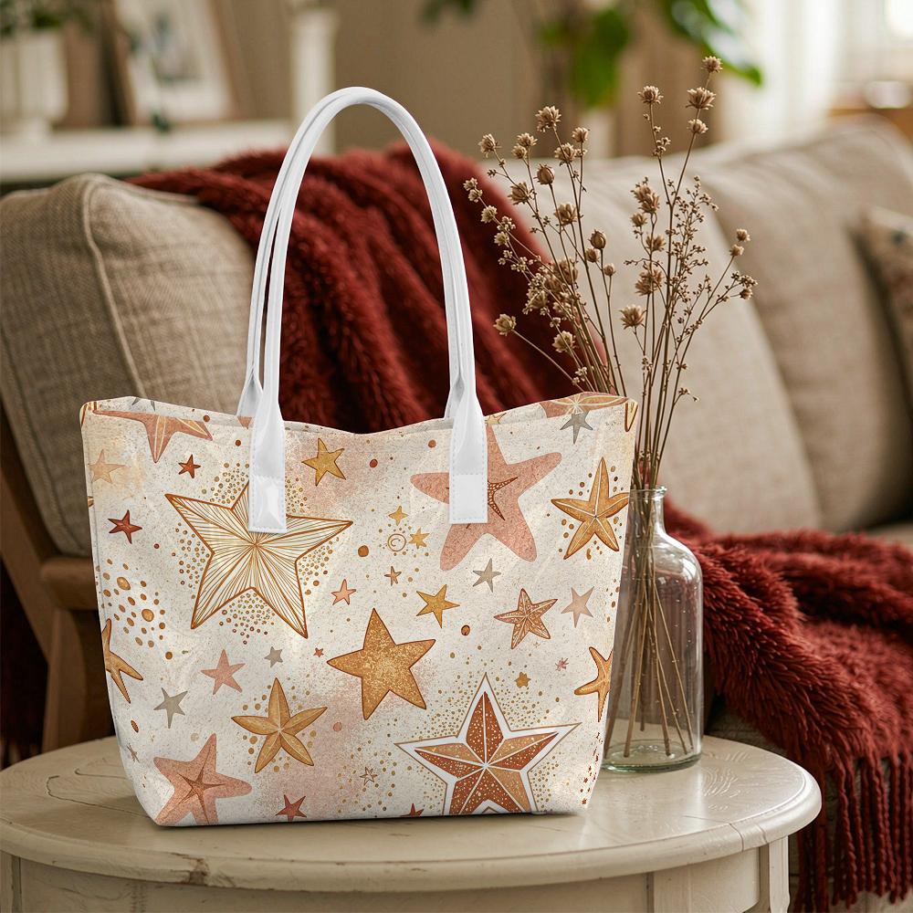 Star Pattern Tote Bag Casual Handbag for Daily Use
