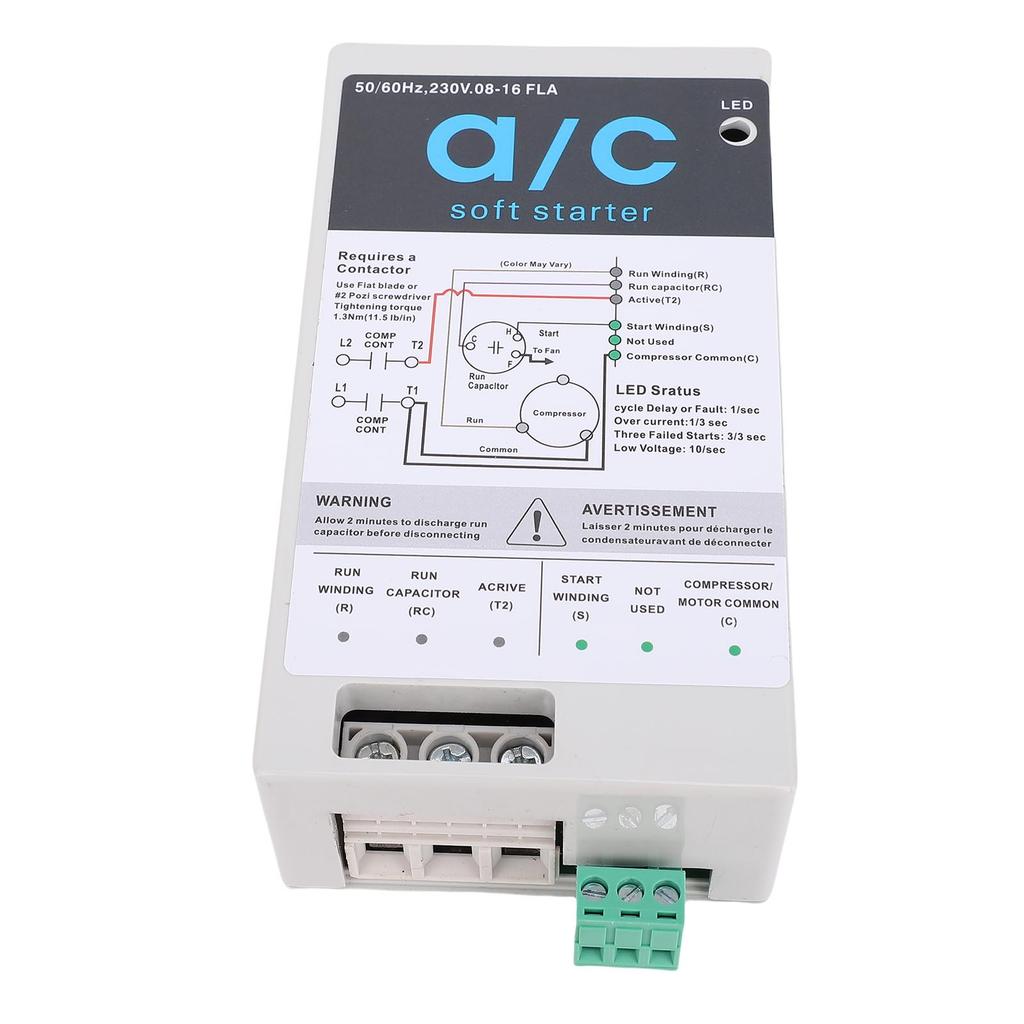 AC Soft Starter Module Compact Home Air Conditioner Soft Start Kit Reverse Motor Guard for HVAC Generators Utility