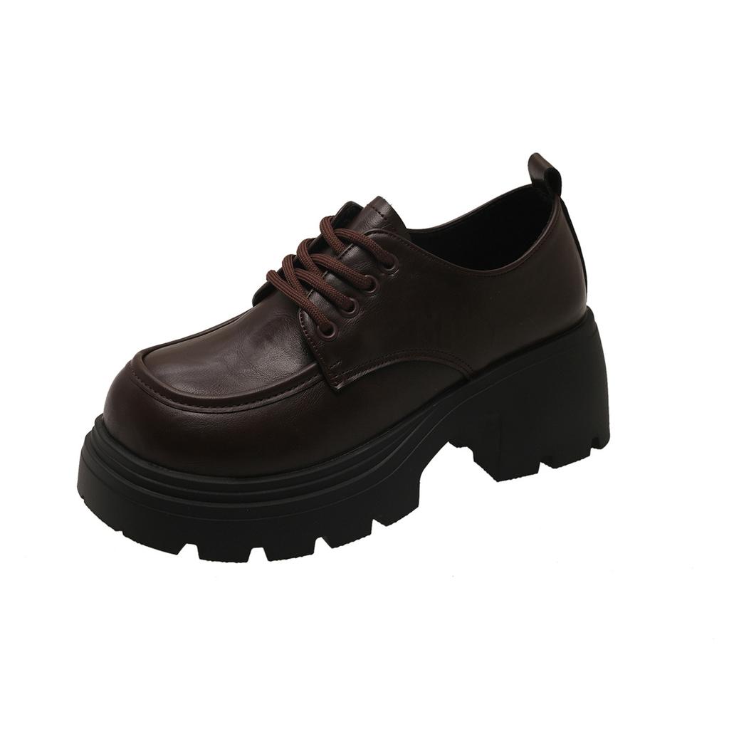 Маленькие кожаные туфли в британском стиле женские 2025 лето новый ретро японские на толстой подошве с увеличением роста на шнуровке туфли-лоферы интернет-знаменитости женские сингл