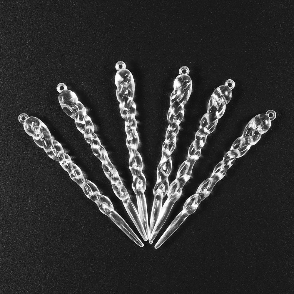 24pcs DIY Crystal Snowflake Icicle Pendants Acrylic Christmas Tree Decoration Navidad