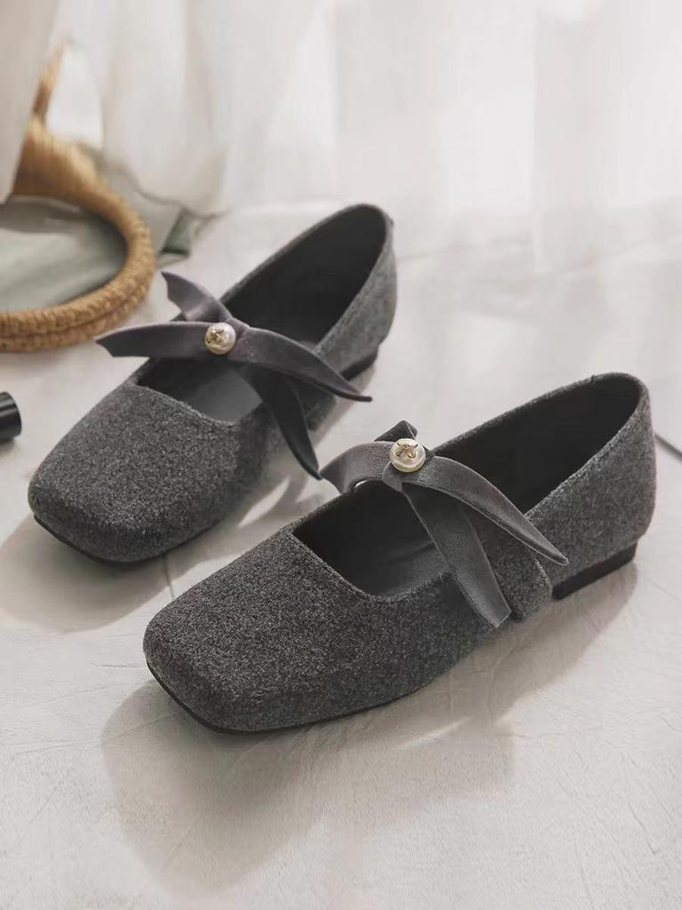 Sheepskin version~ Mary Jane shoes, gentle in spring and autumn, lazy with skirts, woolen single shoes, women's flat bottom