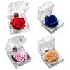 Preserved Forever Rose In Clear Acrylic Ring Box for Valentine's Day Mother's Day Anniversary Wedding Enchanted Eternity Flower