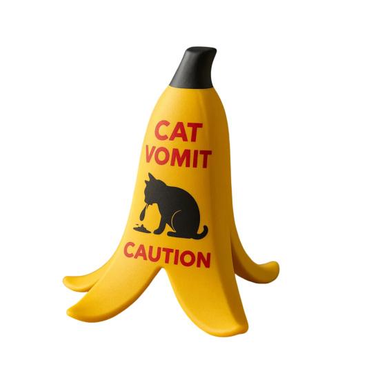 1/2Pcs Cat Vomit Caution Sign Banana Peel Cat Vomit Warning Sign Home Office Mini Table Sign Humorous Decoration Animal Lovers Gift