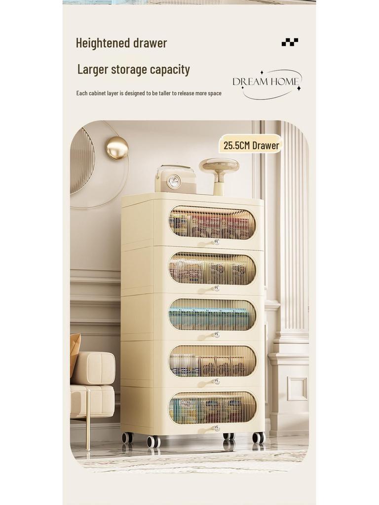 Nordic Style Plastic Storage Cabinet for Living Room or Bedroom