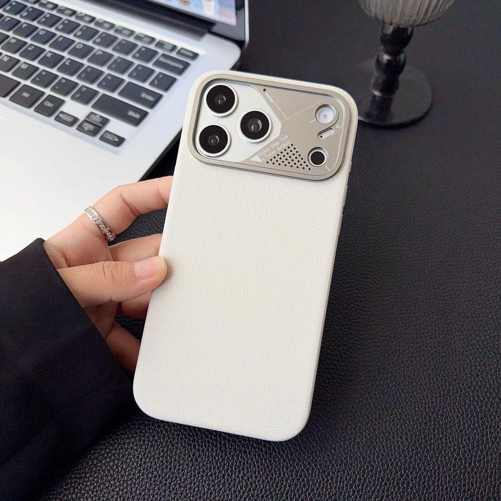 Роскошный однотонный кожаный магнитный чехол для iPhone 17 Pro Max с защитой всей камеры и кнопок