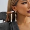 Elegant Geometric Alloy Long Earrings With Faux Pearl For Women Fashion