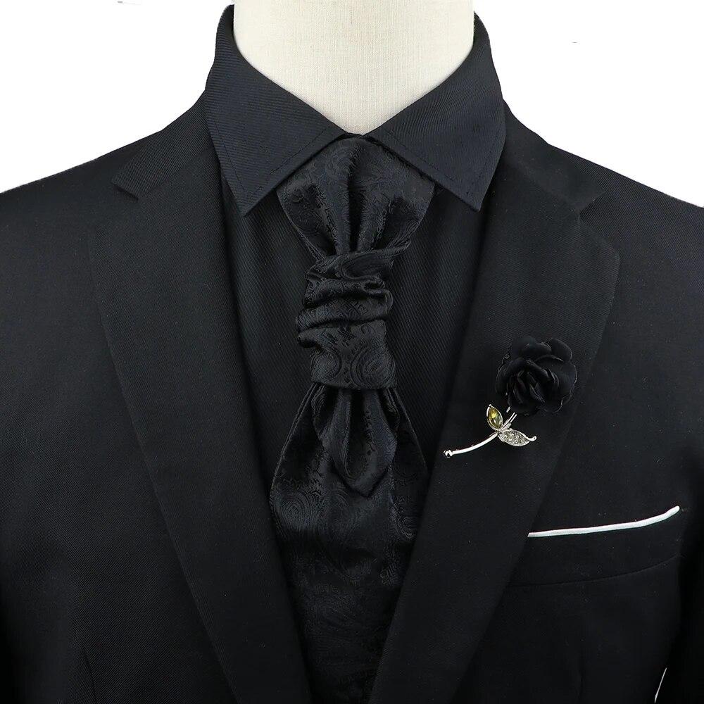 Мужской, Галстук с пейсли, Набор брошей для галстука, Красный, Черный, Регулируемый галстук, Роскошный, Смокинг, Свадьба жениха,