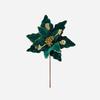 Flannel Fabric Christmas Artificial Flowers Glitter 28cm Xmas Decorative Flowers Plastic DIY Glitter Poinsettia Christmas Decor