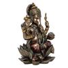 Handcrafted Polyresin and Bronze Chaturbhuj Lord Ganesha Idol Sitting On Lotus Flower Decorative Statue for Home, Office, , Spiritual Spaces for Gift