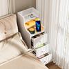 Wood Bedside Table 3 Drawers Adjustable Brightness With Charging Station 2AC/2USB Space Saving Side Cabinet Desk Nightstands