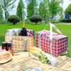 Outdoor Portable Thickened Insulated Handbagstudent Spring Outing Travel Camping Large Capacity Checkered Picnic Bag