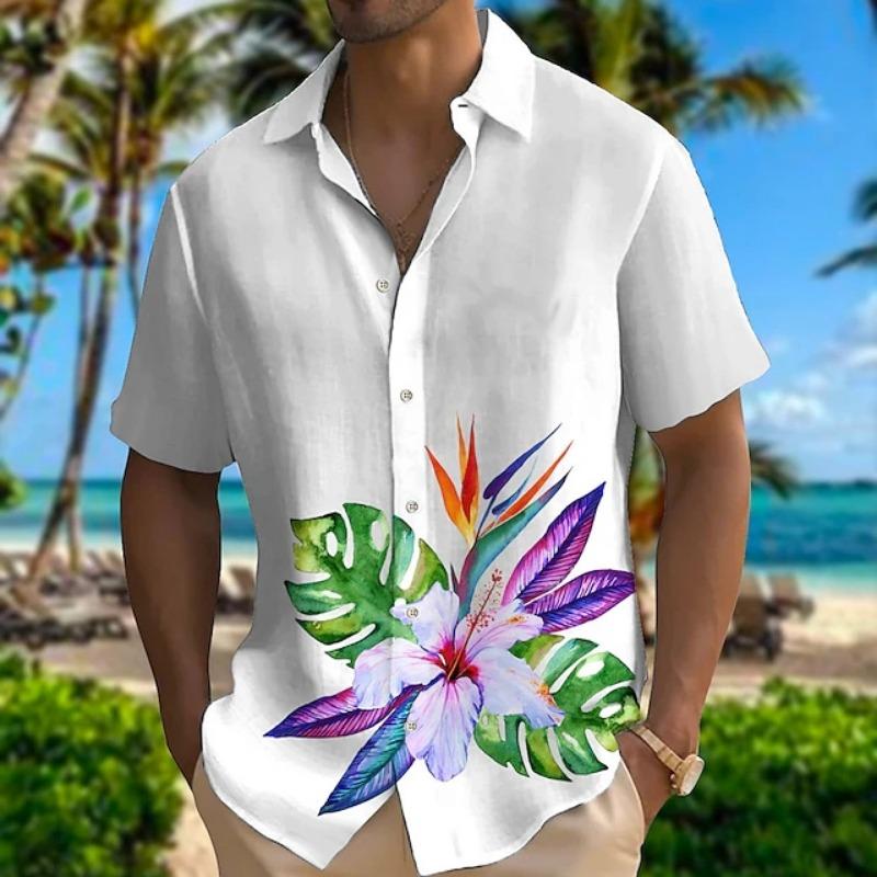Summer Parrot Printed Top Men's Hawaii Beach Shirt Outdoor Party Men's Breathable Short Sleeve Street Socialwear