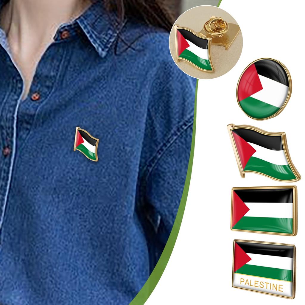 Palestine Flag Crystal Epoxy Badge Brooch World Flags Brooch