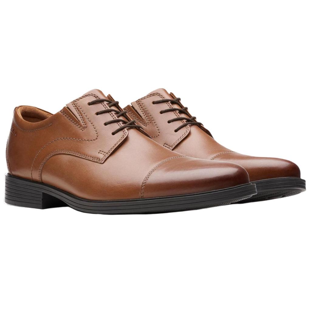 Clarks Whiddon Кожаные Эластичная Вставка Бизнес Британский Стиль Дерби Обувь Увеличивающие Рост Формальная Обувь Мужская обувь Коричневый 26152913