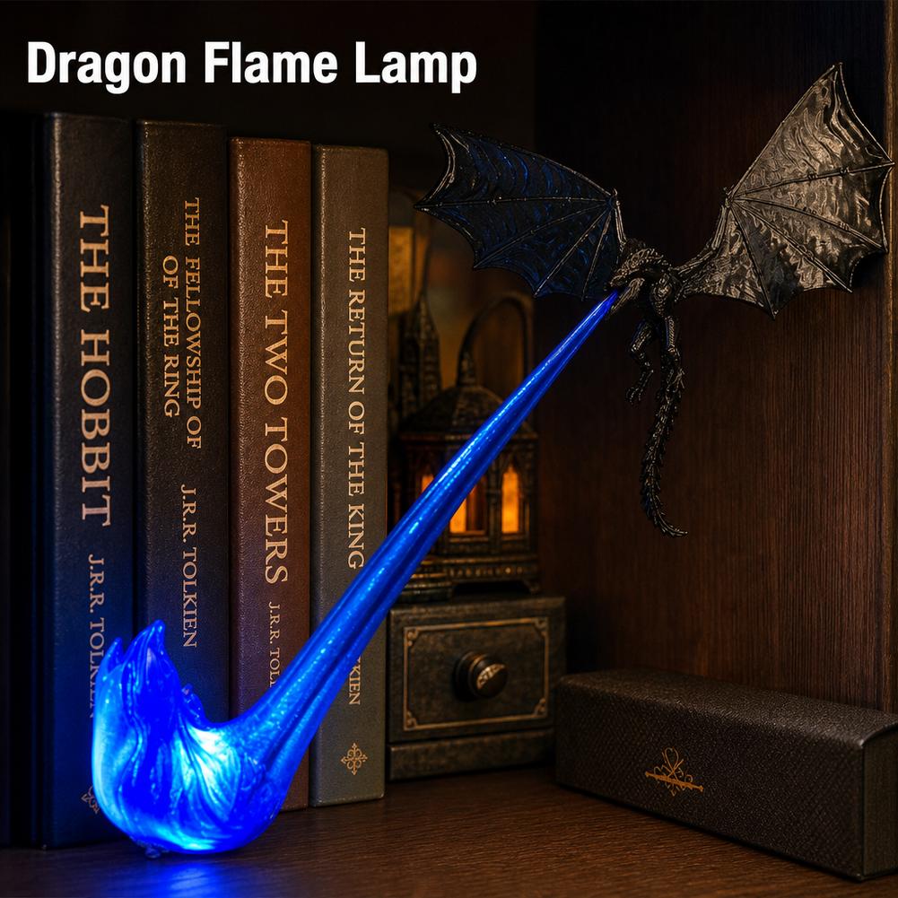 3D Flying Dragon Flame Book Nook Lamp Fire Dragon Statue Night Light Bookshelf Decor Unique Christmas Gift For Dragon Lovers