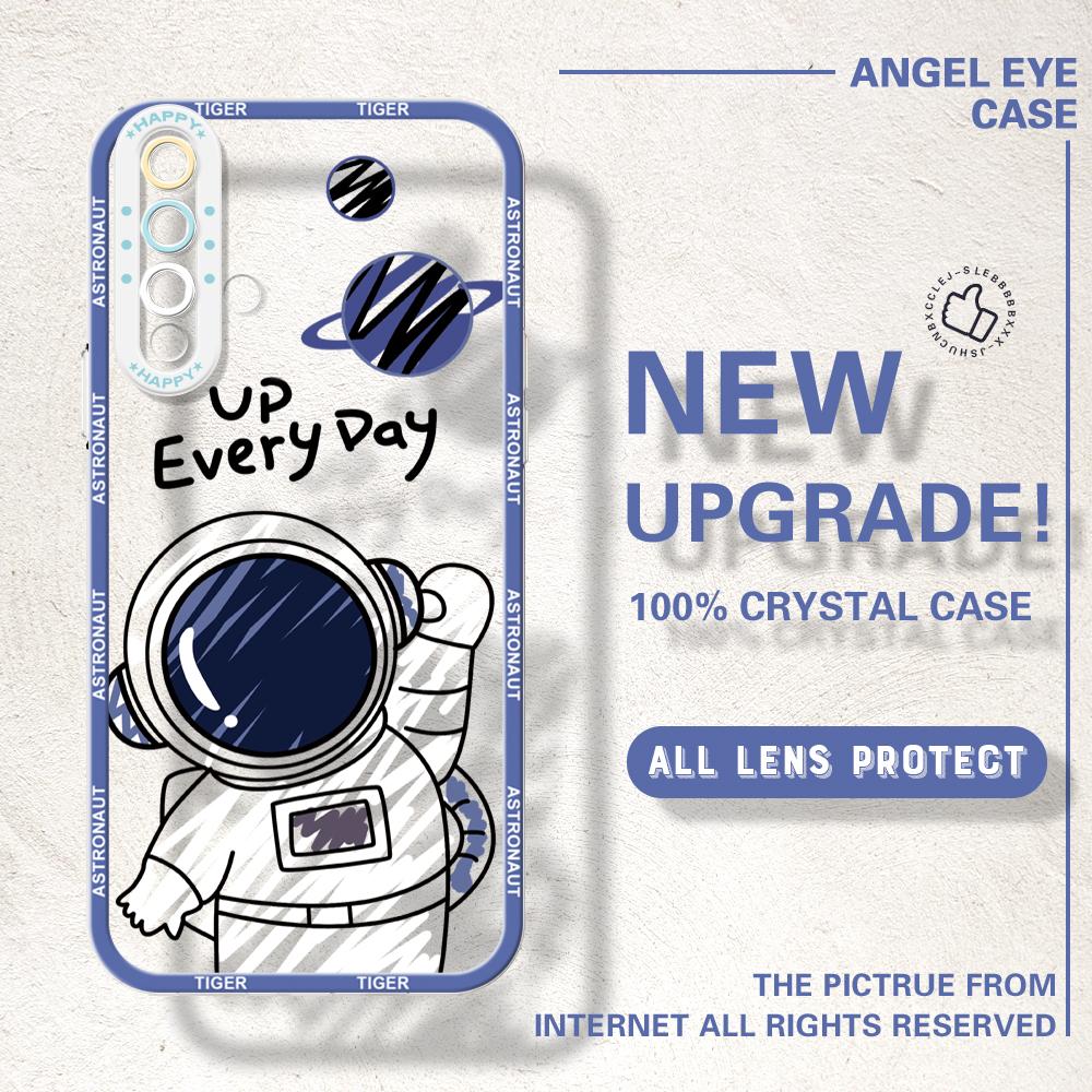 Shockproof Cartoon Astronaut Crystal Case Full Cover Camera Protection Transparent Soft Phone Casing for Huawei Honor iPhone Infinix Tecno