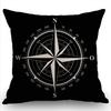 Vintage Compass Pillowcase Black and White Nautical Cushion Cover Wind Rose Decor Throw Pillow for Living Room Bedroom