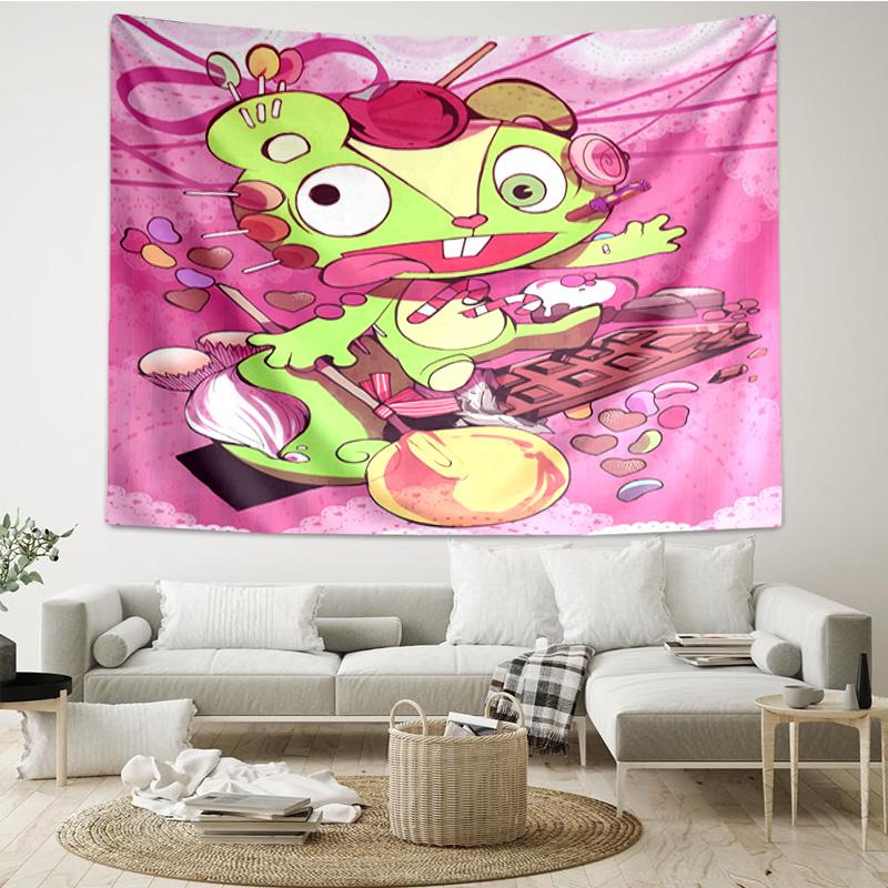 Happy Tree Friends Anniversary Tapestry Hanging for Bedroom,Livingroom, Playroom,Decor Art Room Wall Tapestry Holiday and Birthday Gifts