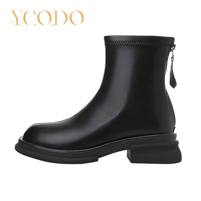 Сапоги Женская обувь Кожаная обувь до щиколотки с круглой головкой Martin Модная женская обувь