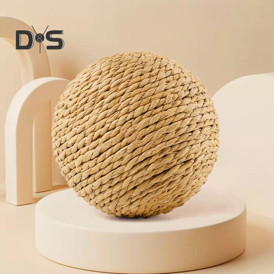 Cat Sisal Ball Interactive Cat Scratching Ball Toy Natural Sisal Scratcher Ball with Sound for Kitten Teeth Cleaning Training