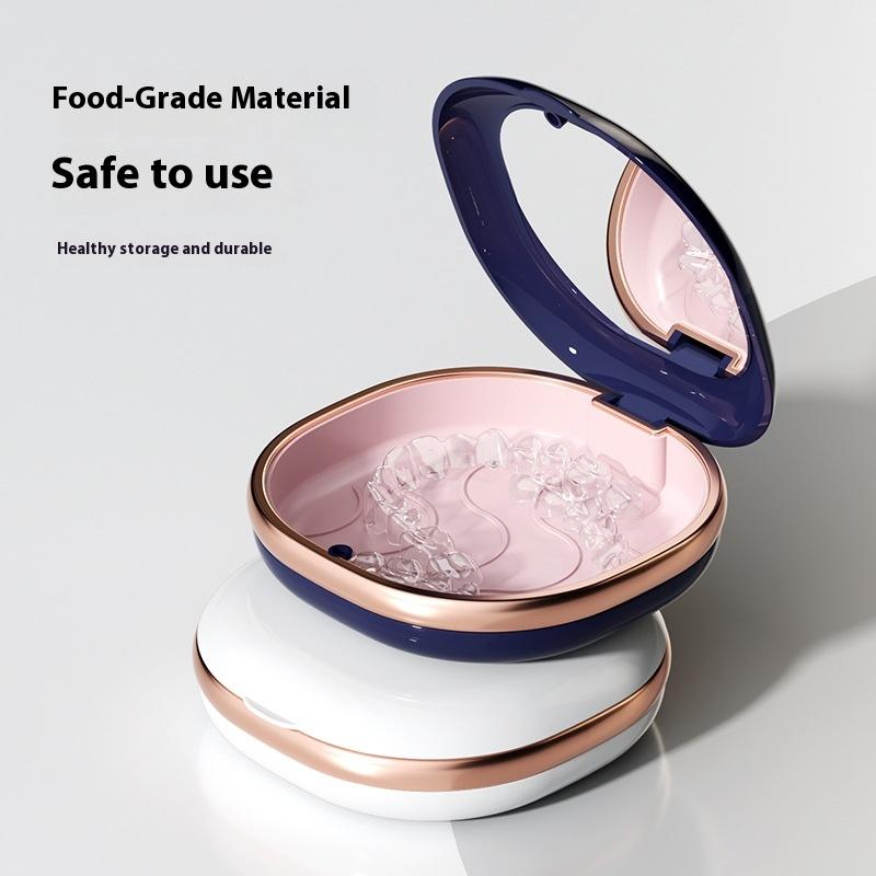 1 шт. Футляр для брекетов с зеркалом, коробка для зубного ретейнера, магнитный контейнер для элайнеров, контейнер для кап для зубов, дорожный футляр для зубных протезов