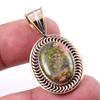 Natural Unakite Gemstone 925 Solid Sterling Silver Two Tone Pendant 1.50" M8a43