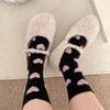 4 Pairs Breathable Women's Ankle Socks Flocking Heart Pattern Stretchy Fit Nylon Fabric Crew Socks for Work and Leisure
