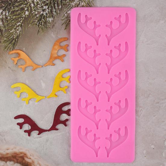 Форма для мастики в виде рогов северного оленя, пищевой силикон, инструмент для украшения шоколада, рождественская форма для выпечки для декора торта и десерта