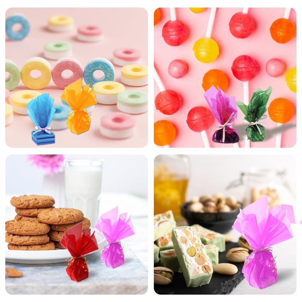 Coolooda Cellophane of Colored Cellophane Cellophane Paper Wrapping Decoration Colored Transparent Sheets DIY Packing Crafts Crafts Display Treats