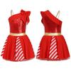 Girls Christmas Costume Sequins Striped Tutu Dress Sleeveless for Xmas Party Dance Performance