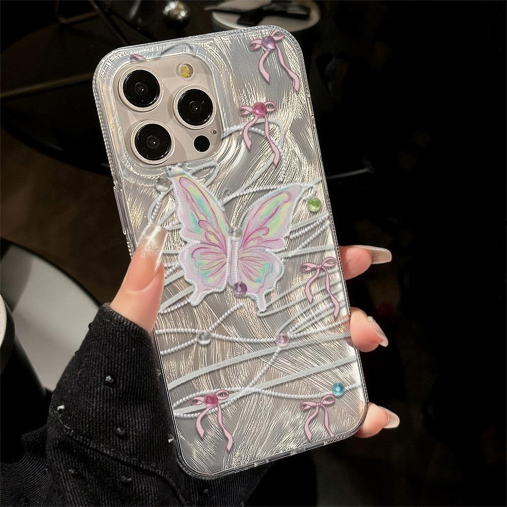 Чехол для телефона Feather Luster для Samsung A53 A14 A33 A12 A32 S24 S23 Plus S20 S21 FE для iPhone 17 15 16 13 Pro 17 16 Pro Max Чехол для телефона с бабочкой и бантом