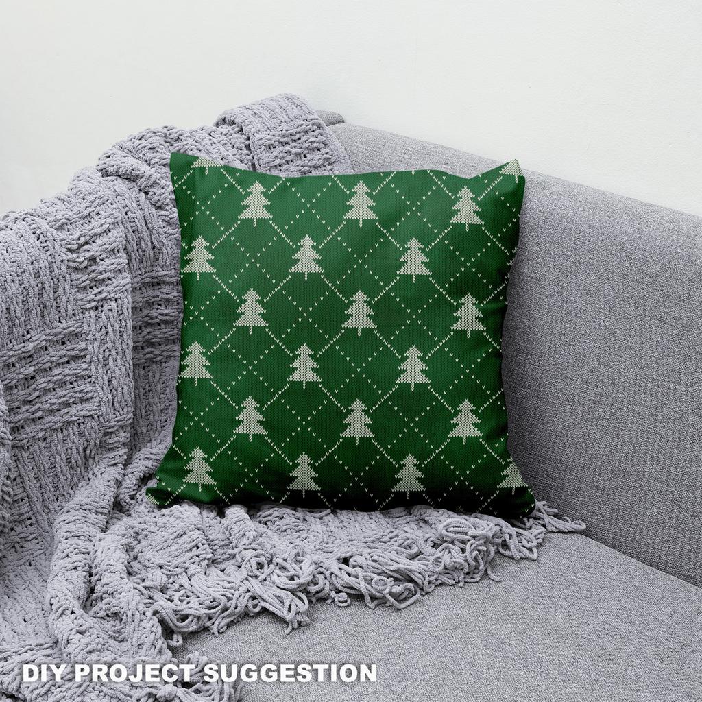 Royal Samt Stoff Polyester Zum Nähen - Motiv Weiße Weihnachtsbäume