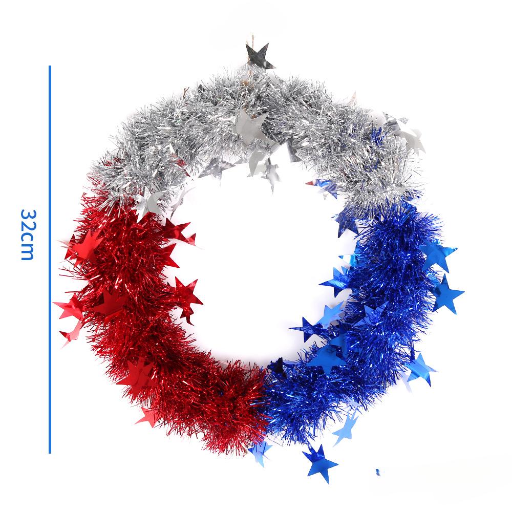 Home Wreath DIY Decorative Pendants for Independence Day Parties In The United States Red White Blue Star Door Hanging