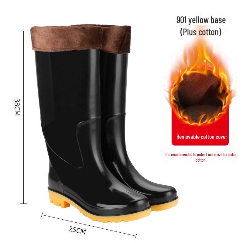 Men's Non-Slip Water-Resistant Work Boots: High-Top, Thick, Durable, Velvet-Lined for Construction and Kitchen Safety