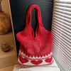 Trendy Handmade Crochet Bag Boho Hollow Knitted Tote Bag Large Capacity Leisure Weave Shoulder Bag For Women